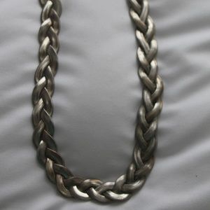 Necklace - silver braided